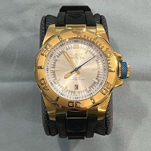 Invicta Pro Diver Men’s Watch - Gold with Black Rubber Strap - 44mm case
